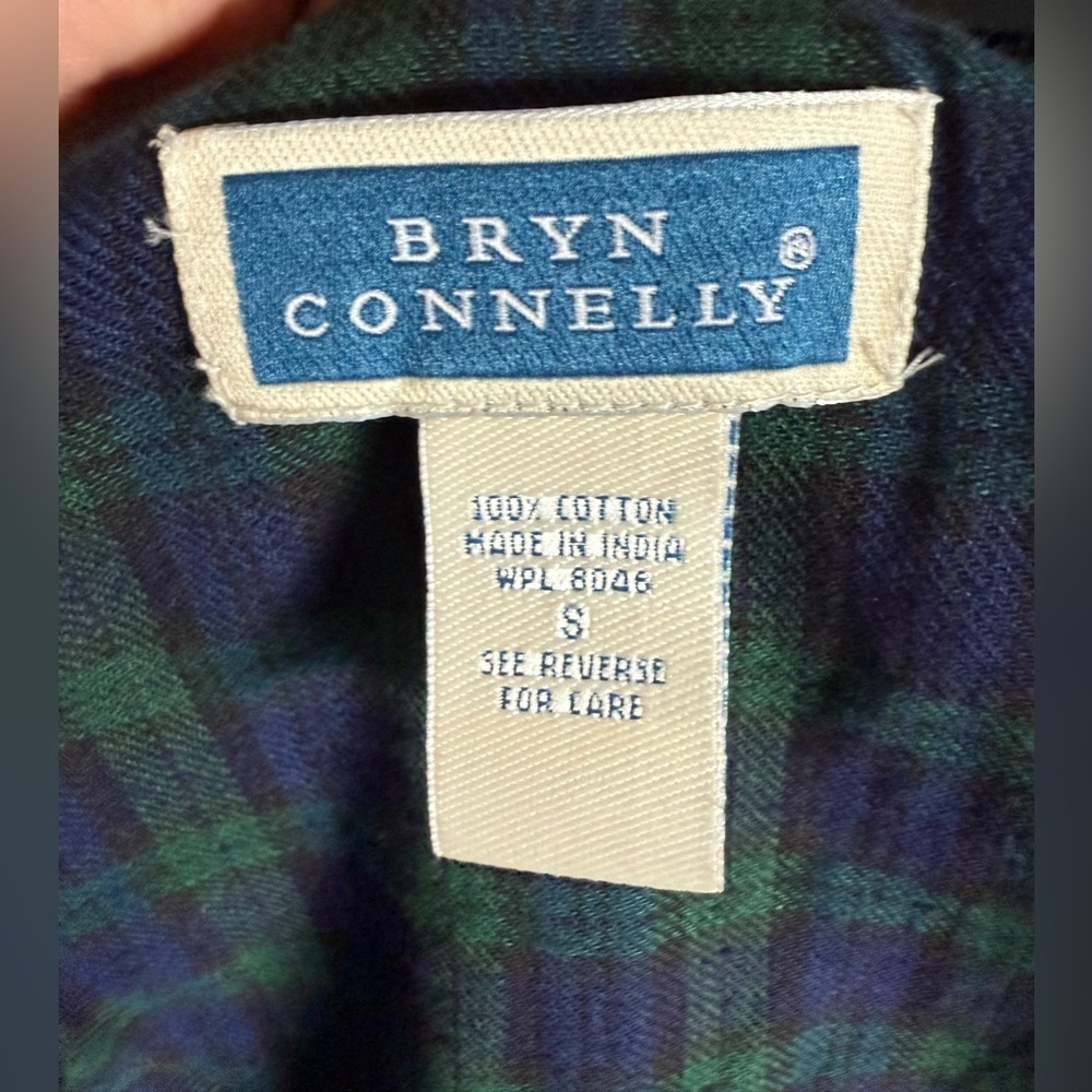 Vintage Bryn Connelly Blue Green Tartan plaid preppy cotton jumper dress small - Picture 8 of 8